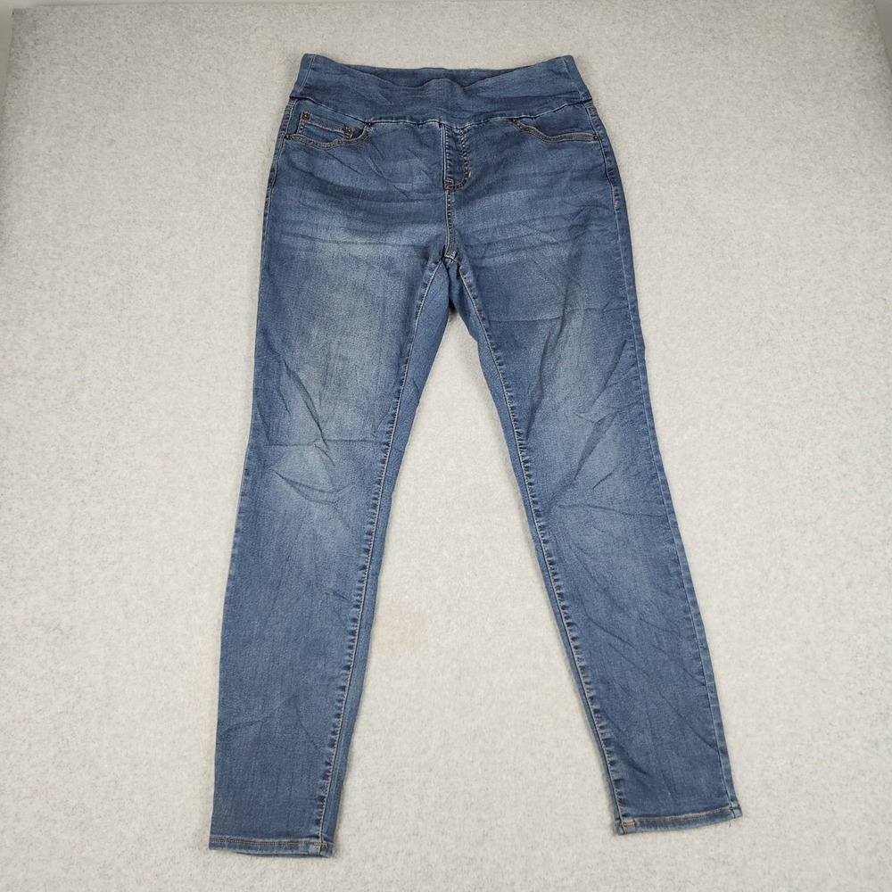 Stitch Star Skinny Jeans Womens Large Blue Denim Medium Wash Pull On Stretch